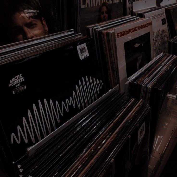 Records in a dim shop